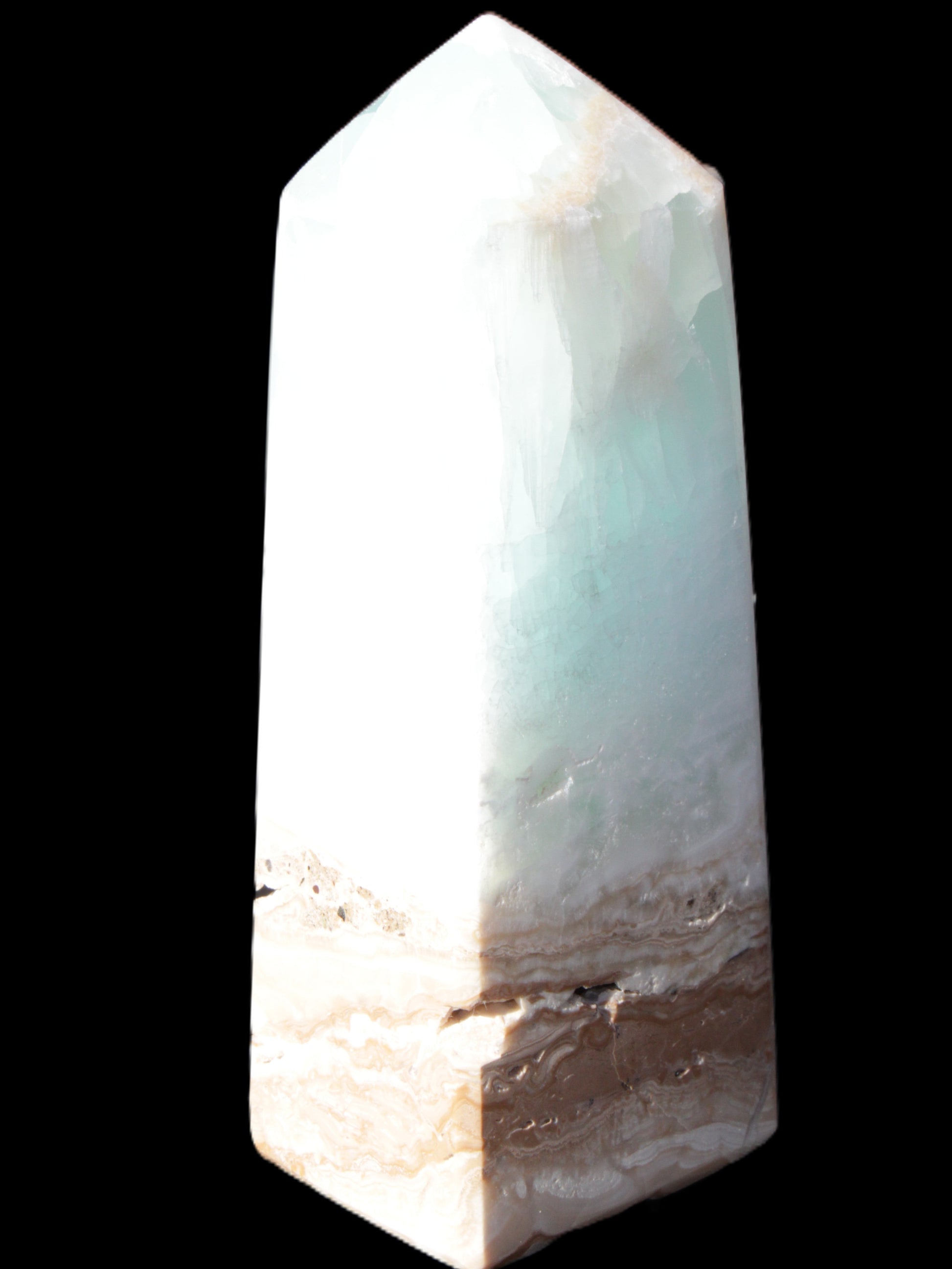 Caribbean Calcite Blue Aragonite obelisk 43*112mm 347g Rocks and Things Store