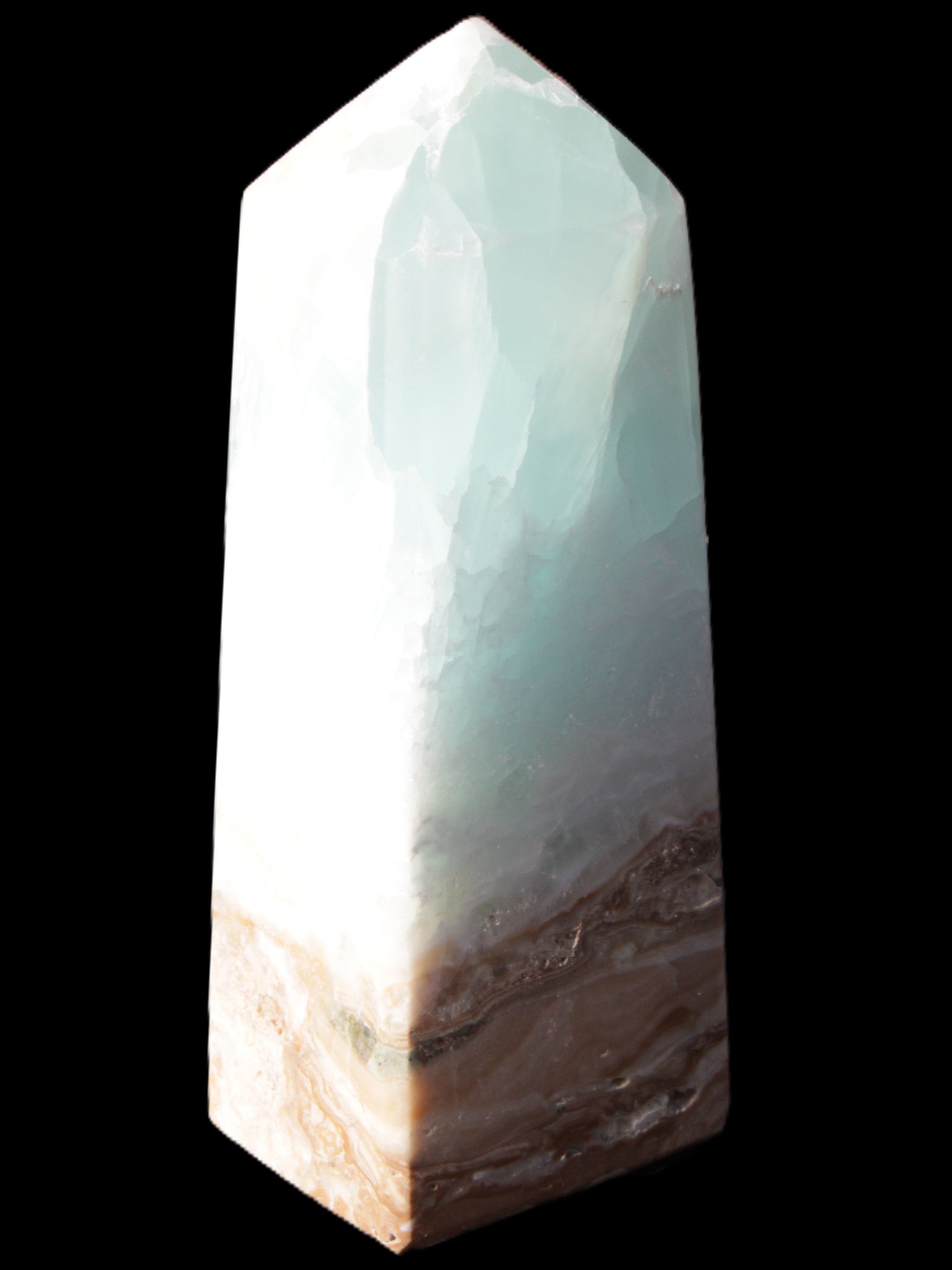 Caribbean Calcite Blue Aragonite obelisk 43*112mm 347g Rocks and Things Store