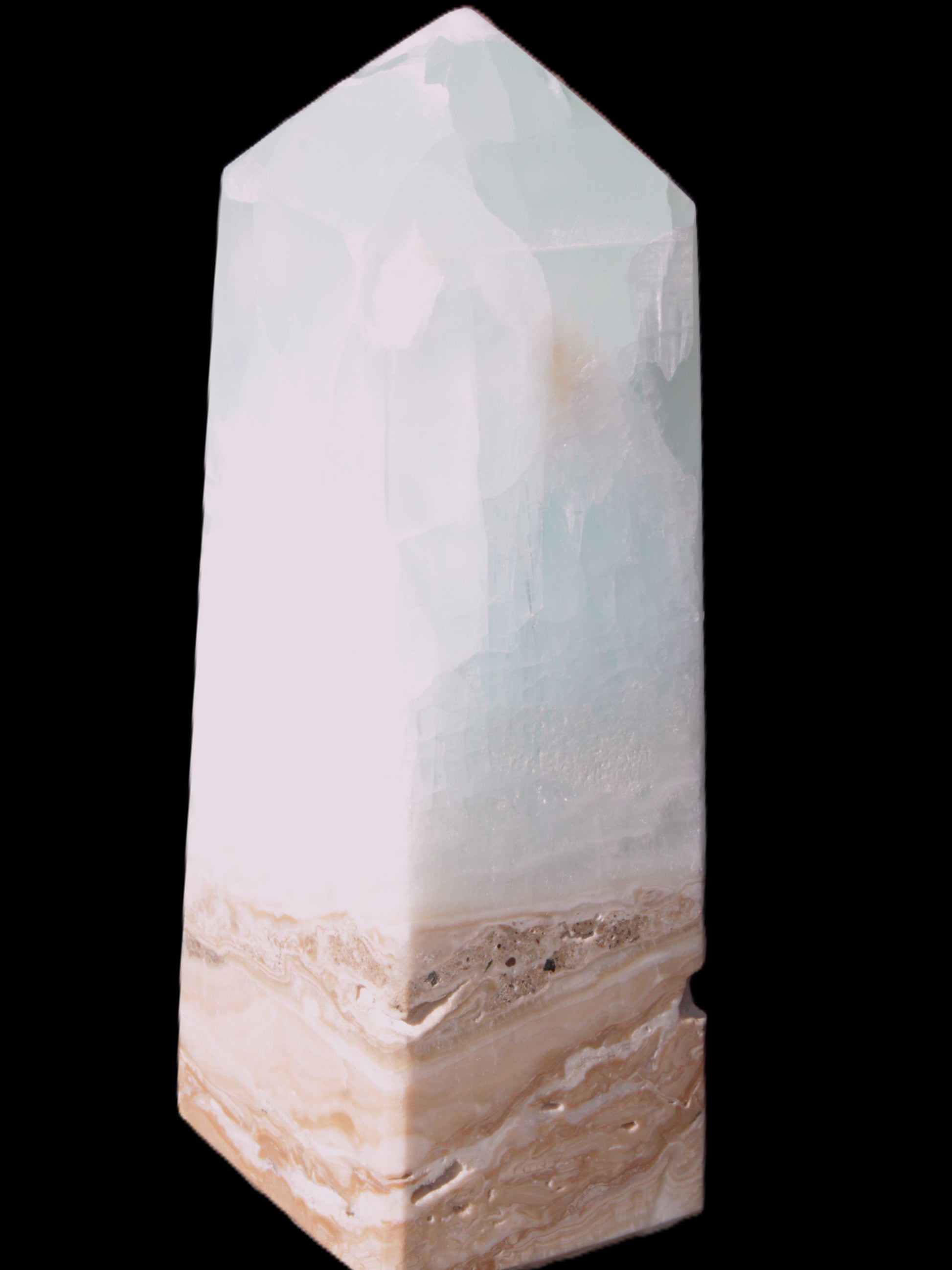 Caribbean Calcite Blue Aragonite obelisk 43*112mm 347g Rocks and Things Store