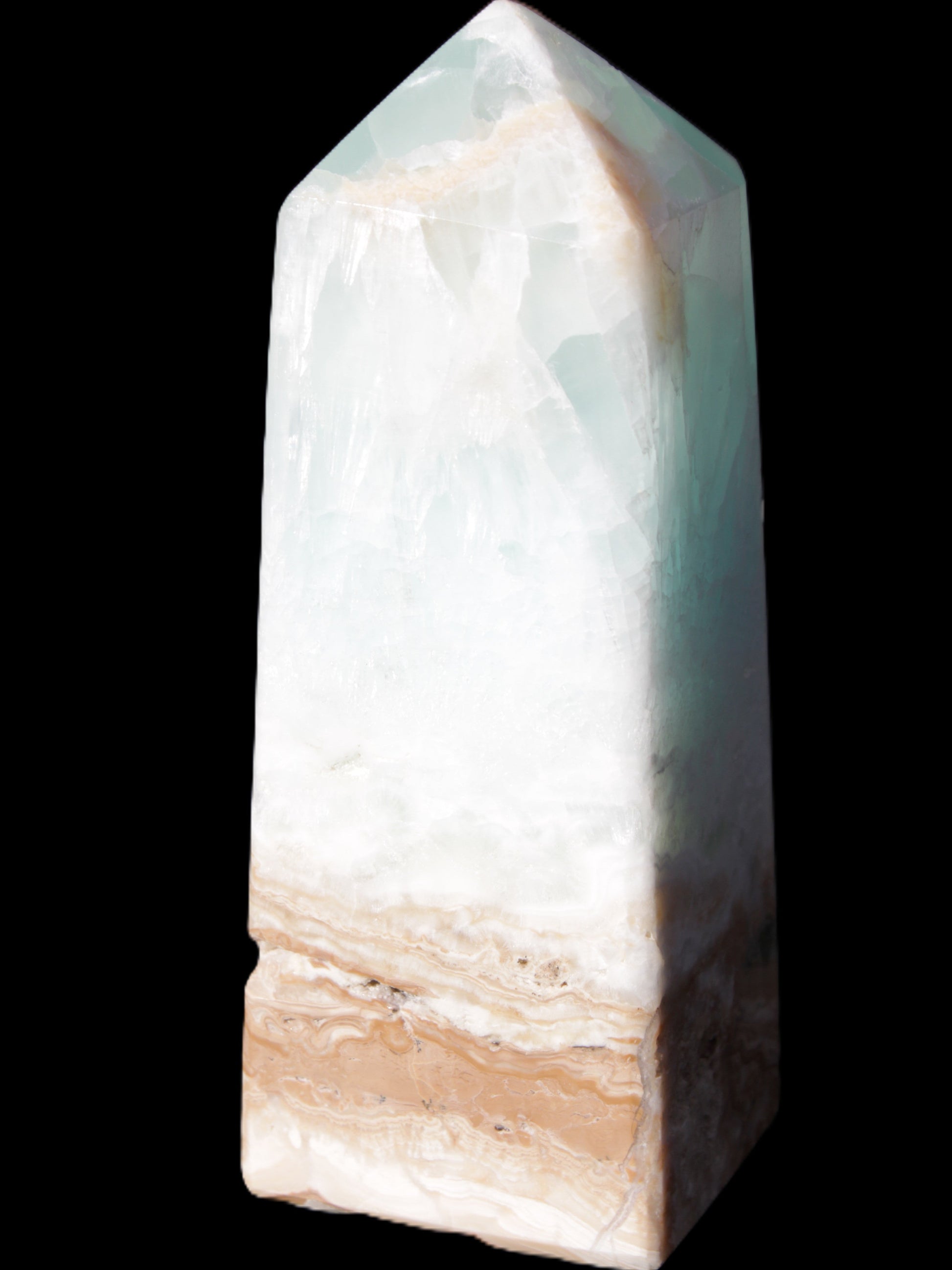 Caribbean Calcite Blue Aragonite obelisk 43*112mm 347g Rocks and Things Store