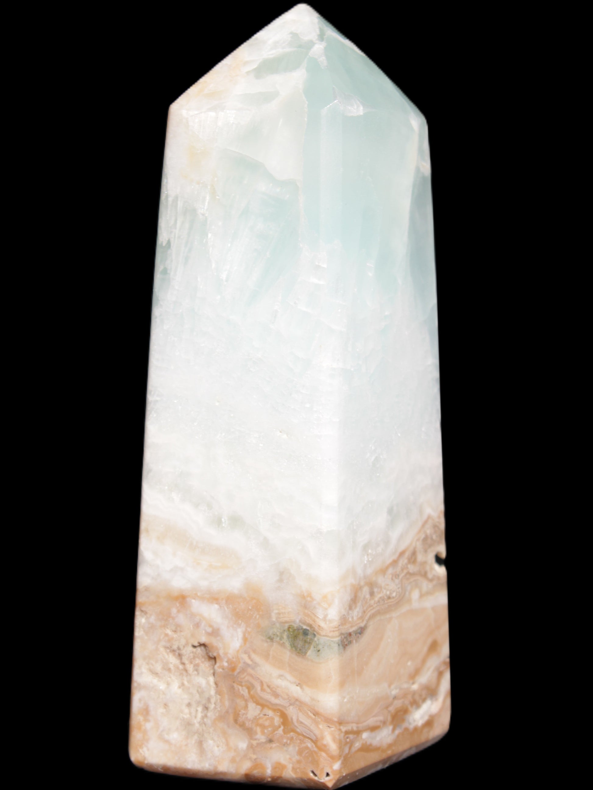 Caribbean Calcite Blue Aragonite obelisk 43*112mm 347g Rocks and Things Store