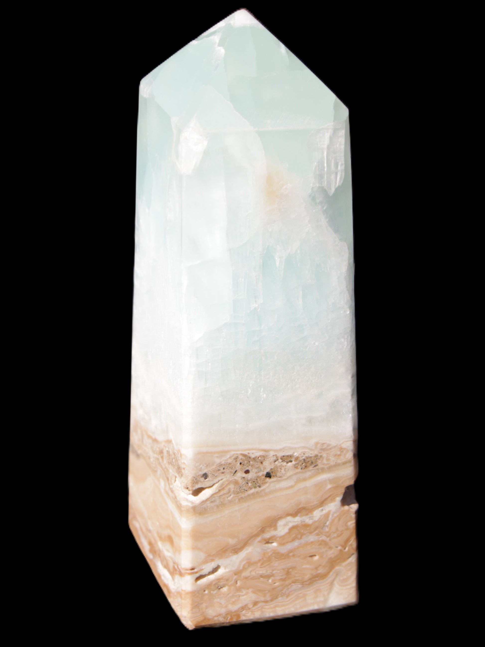 Caribbean Calcite Blue Aragonite obelisk 43*112mm 347g Rocks and Things Store