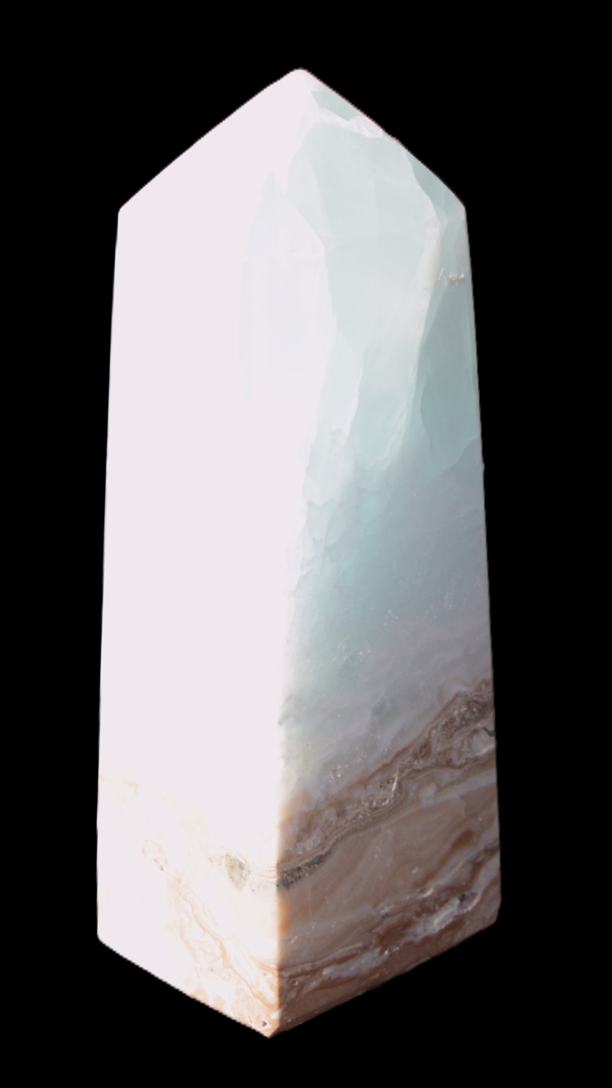 Caribbean Calcite Blue Aragonite obelisk 43*112mm 347g Rocks and Things Store