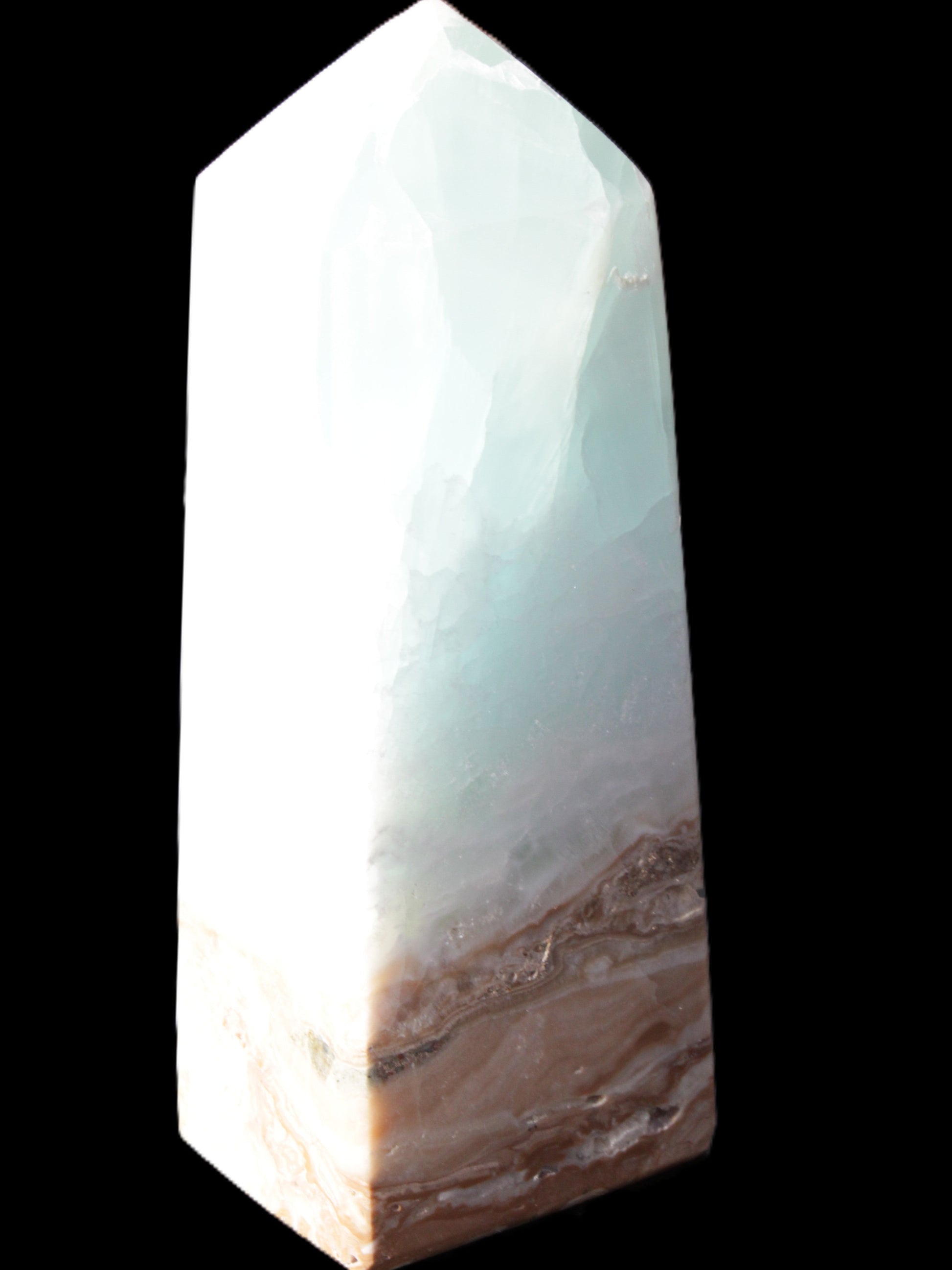 Caribbean Calcite Blue Aragonite obelisk 43*112mm 347g Rocks and Things Store