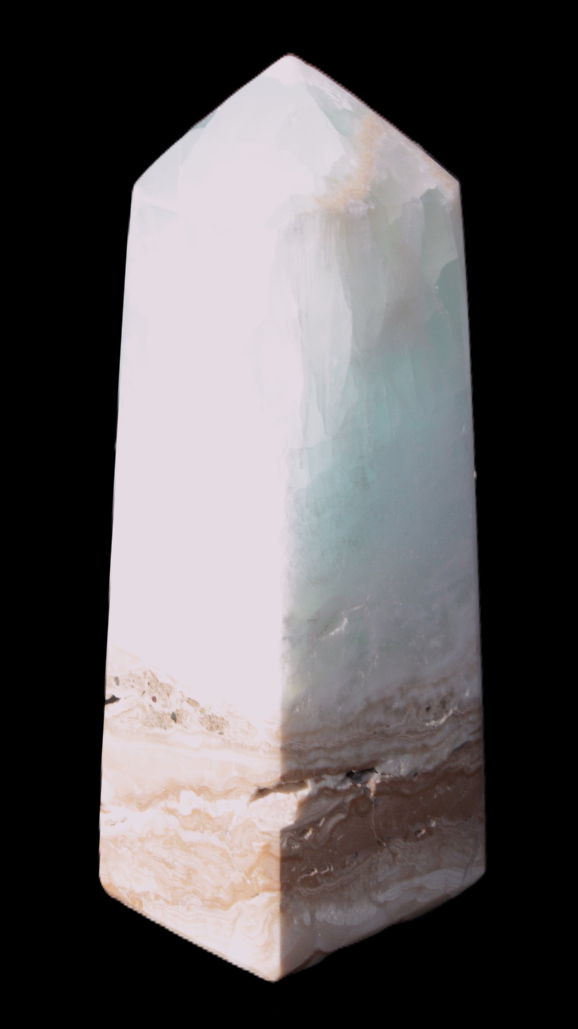Caribbean Calcite Blue Aragonite obelisk 43*112mm 347g Rocks and Things Store
