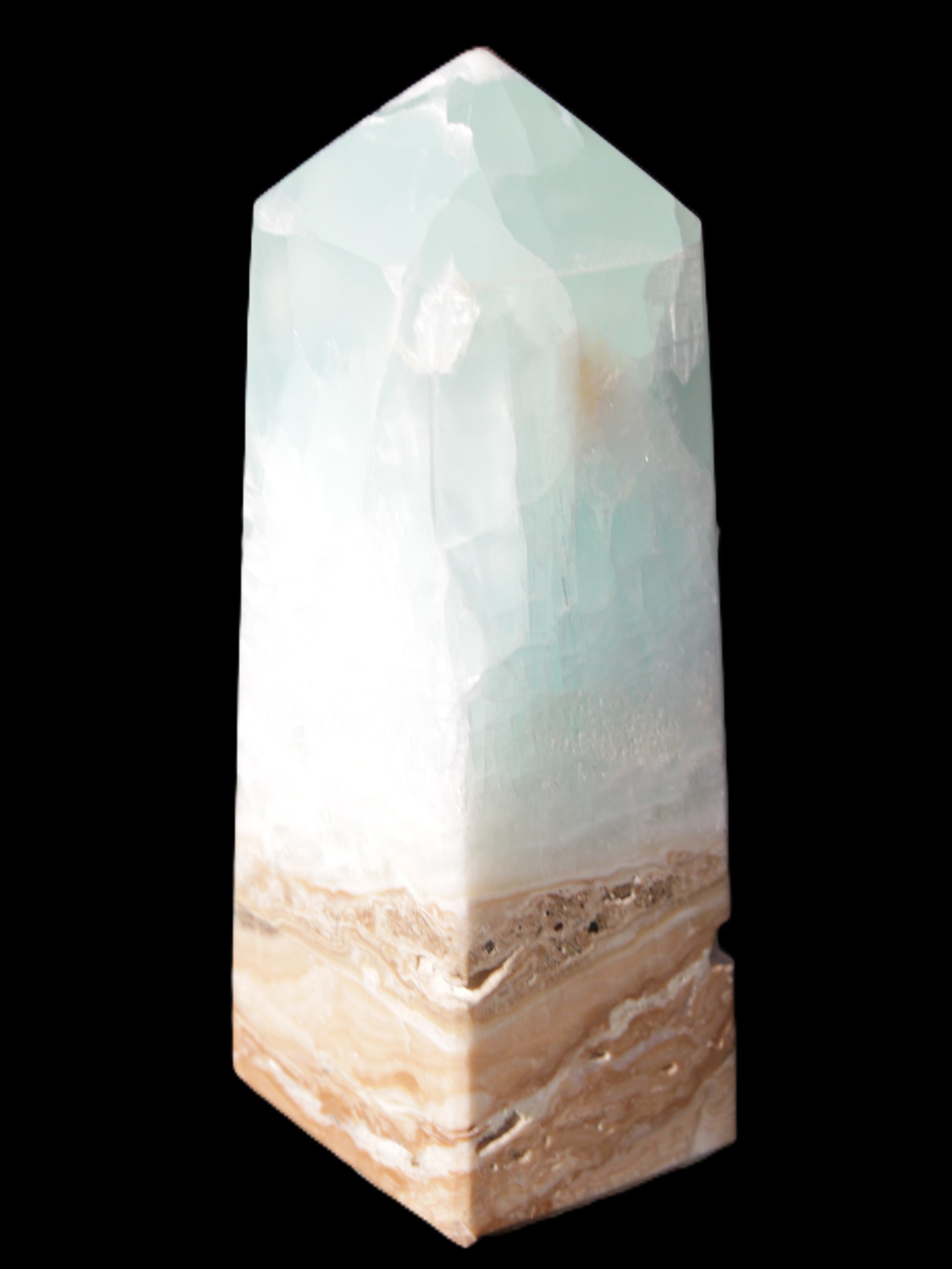 Caribbean Calcite Blue Aragonite obelisk 43*112mm 347g Rocks and Things Store