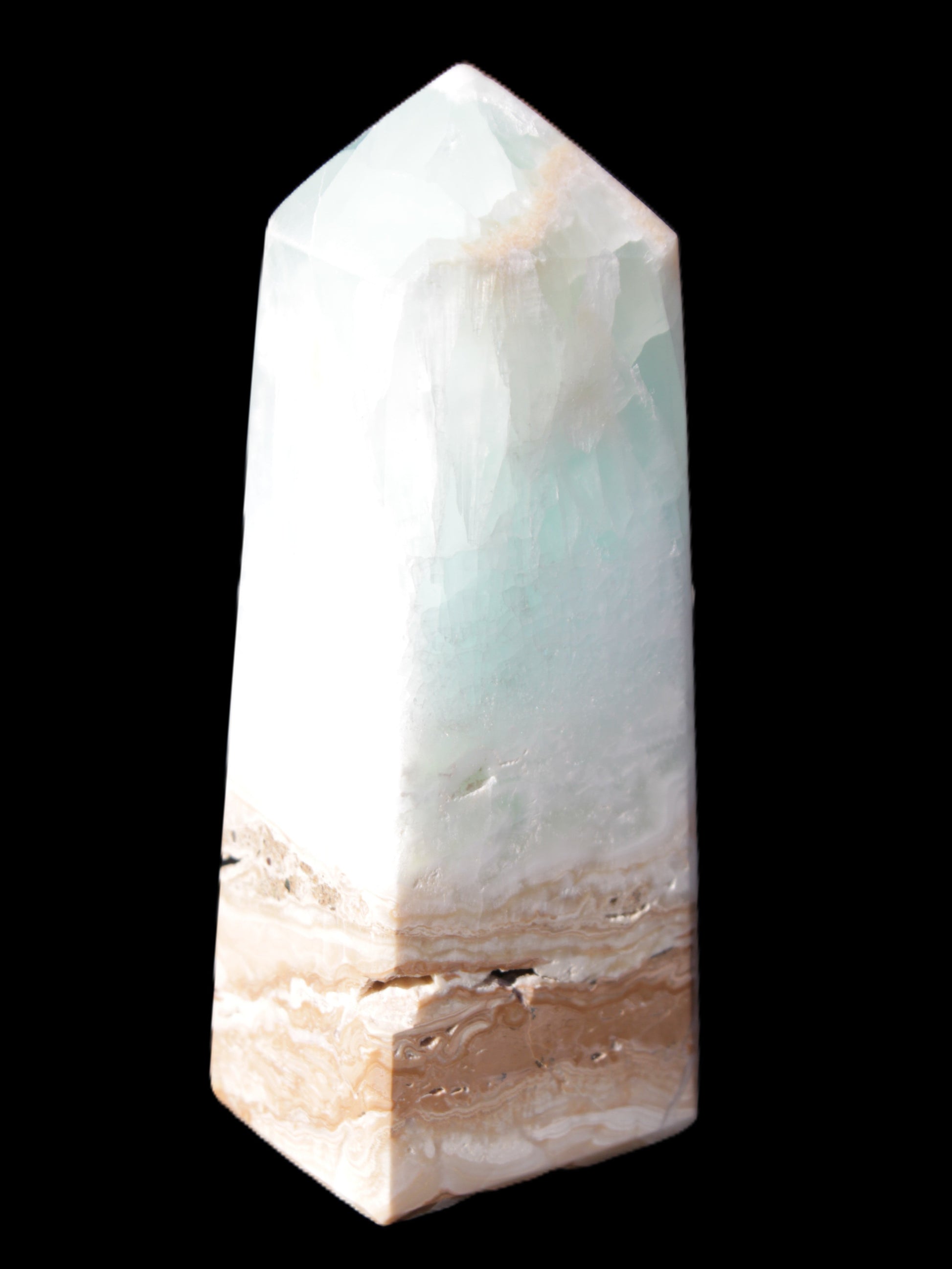 Caribbean Calcite Blue Aragonite obelisk 43*112mm 347g Rocks and Things Store