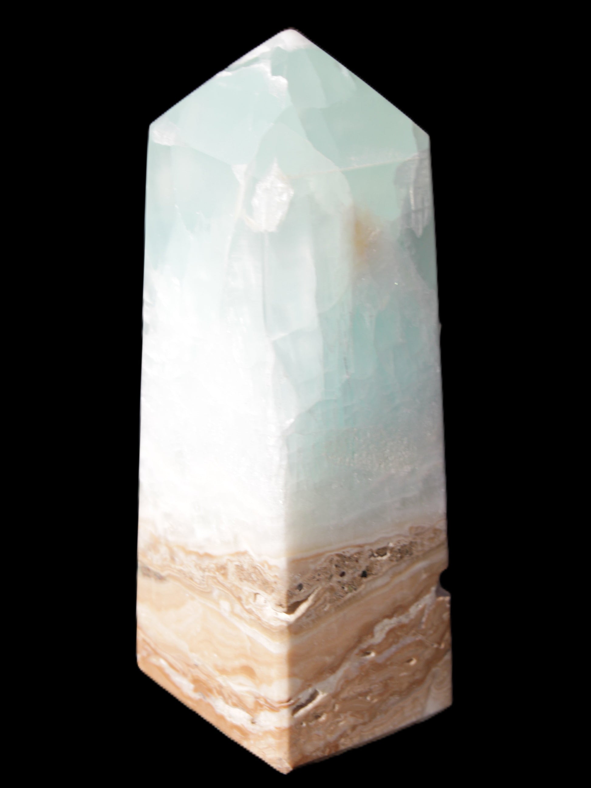 Caribbean Calcite Blue Aragonite obelisk 43*112mm 347g Rocks and Things Store