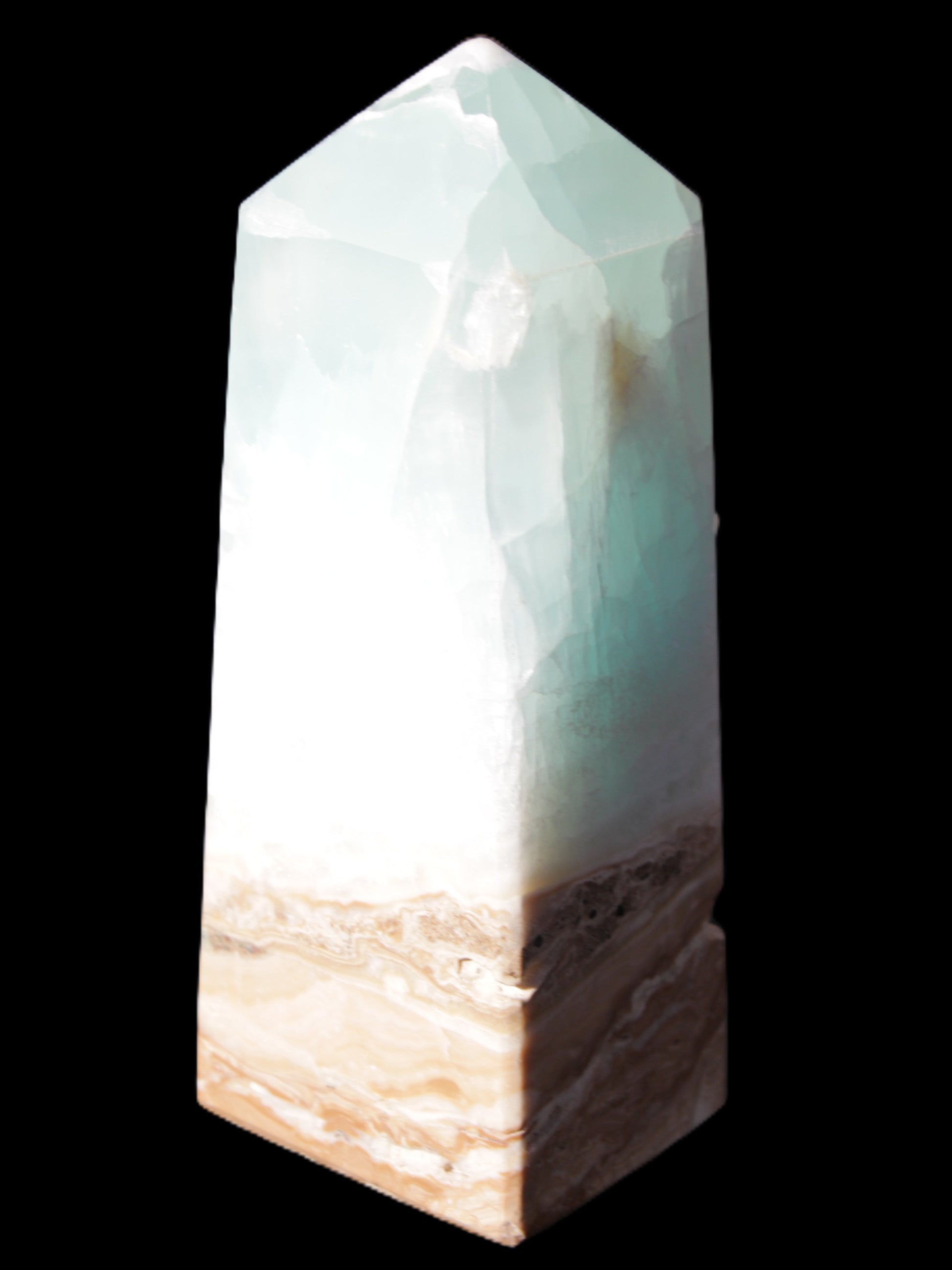 Caribbean Calcite Blue Aragonite obelisk 43*112mm 347g Rocks and Things Store