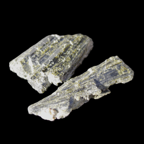 Epidote 2 crystals 32-49mm 12-15g in sunlight - Rocks and Things Store