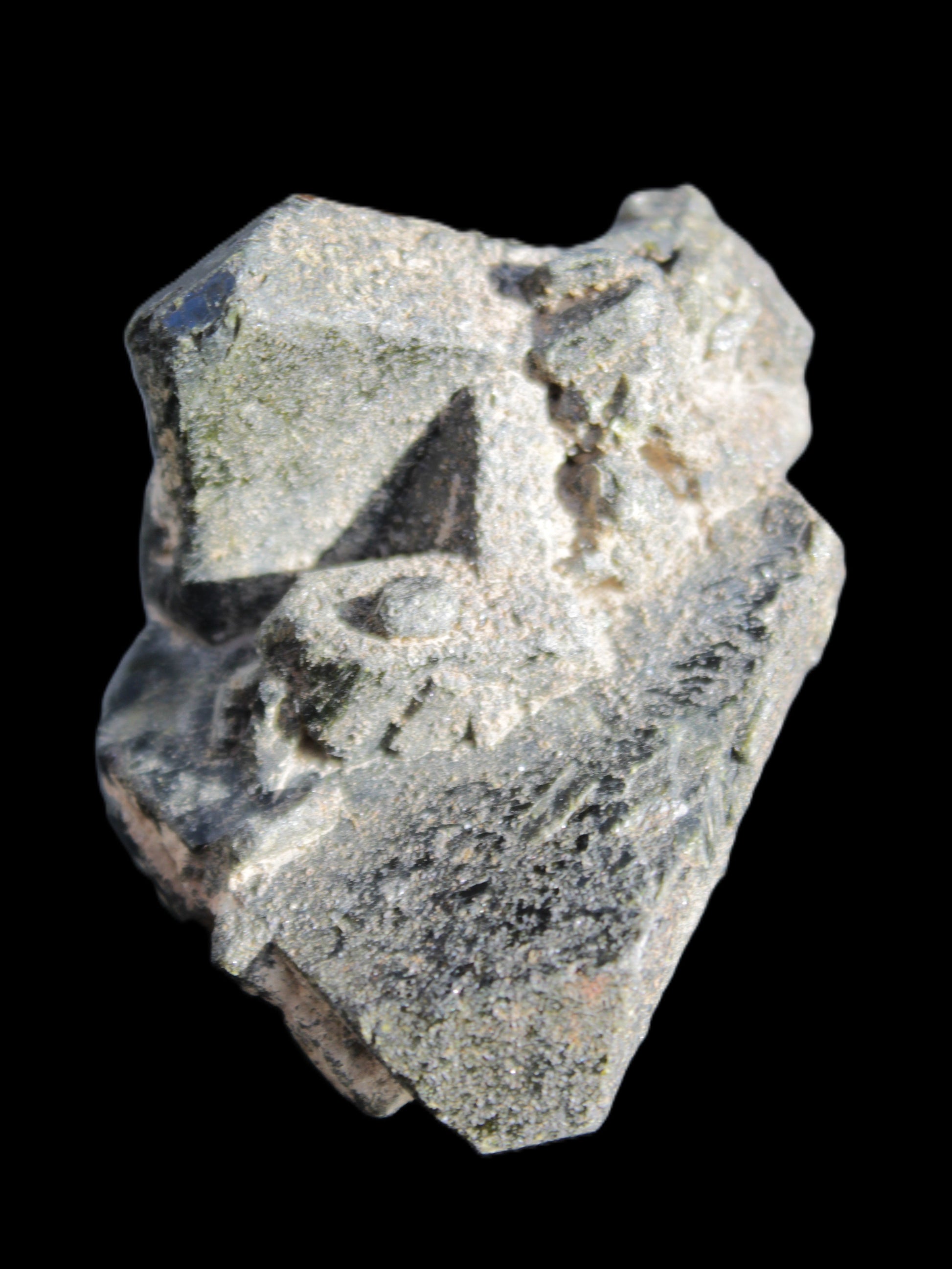 Magnificent Epidote cluster specimen from Afghanistan 66*45*58mm 135.9g in sunlight - Rocks and Things Store