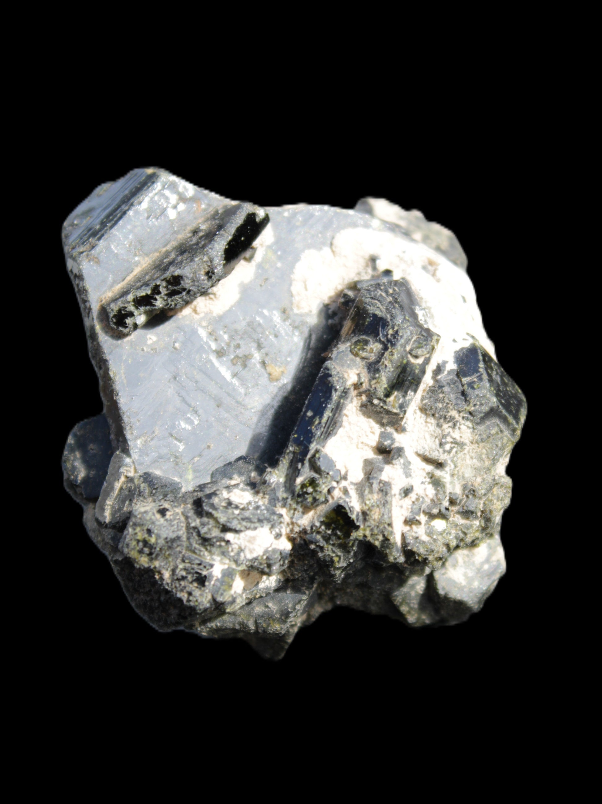 Magnificent Epidote cluster specimen from Afghanistan 66*45*58mm 135.9g in sunlight - Rocks and Things Store