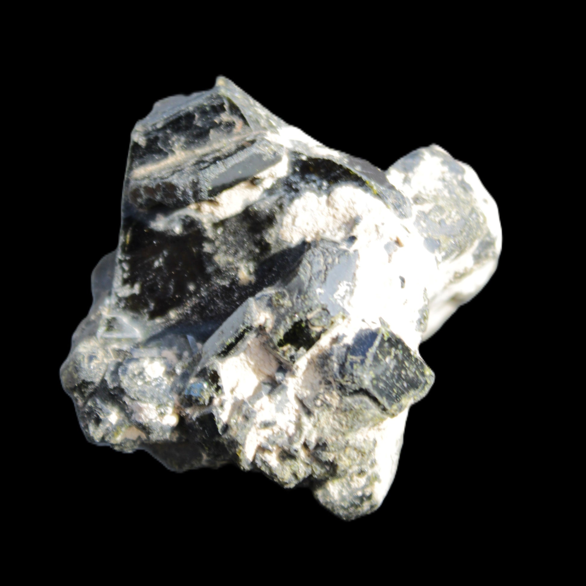 Magnificent Epidote cluster specimen from Afghanistan 66*45*58mm 135.9g in sunlight - Rocks and Things Store