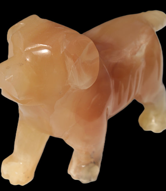 Honey Calcite hand-carved Dog 673g Rocks and Things