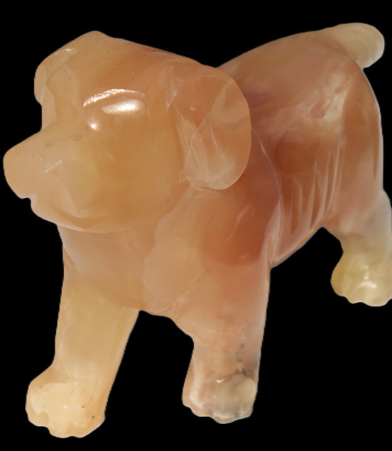 Honey Calcite hand-carved Dog 673g Rocks and Things