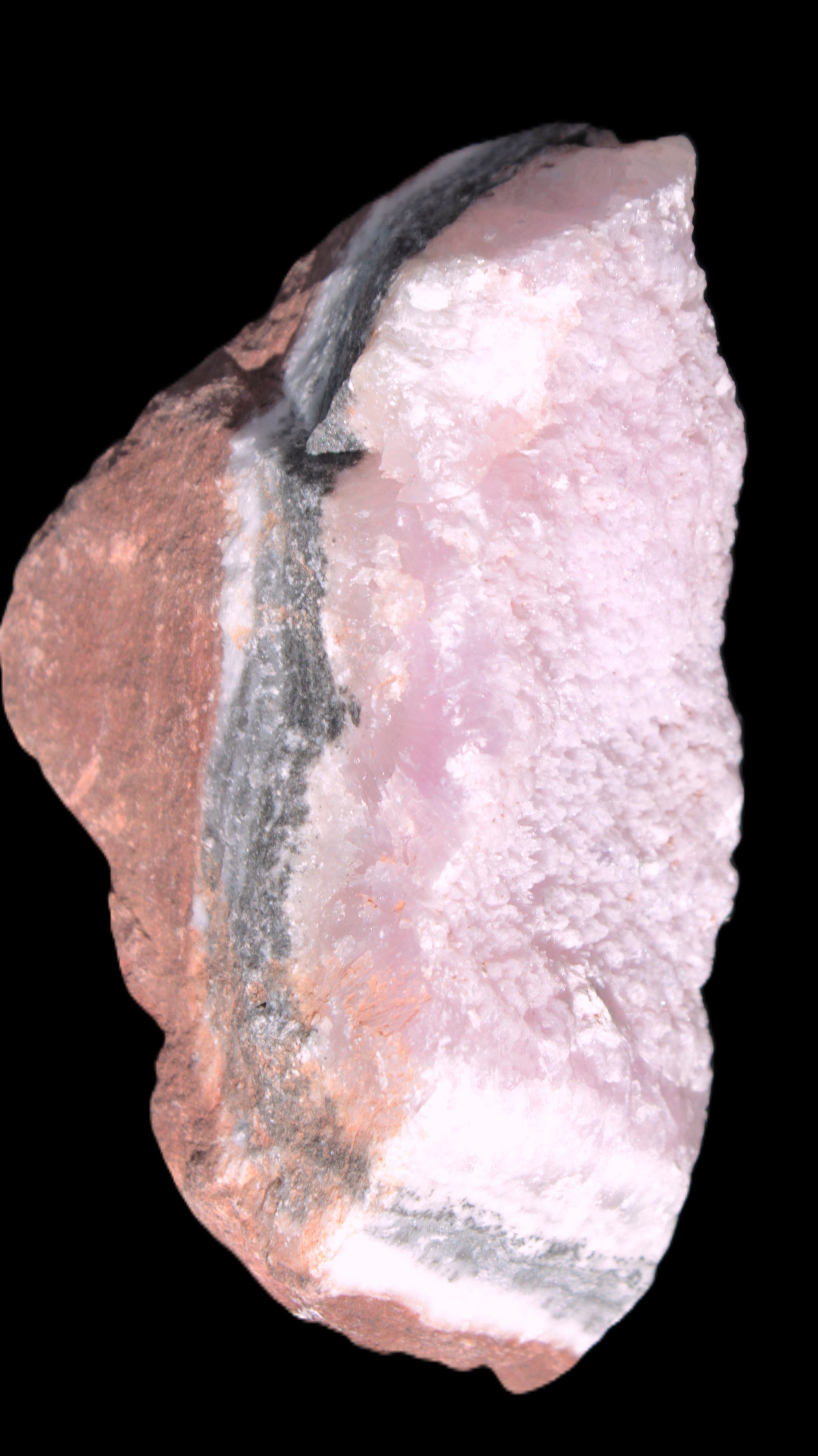 Pink Aragonite specimen on Ironstone matrix 102*53*36mm 276.8g in bright sunshine - Rocks and Things Store