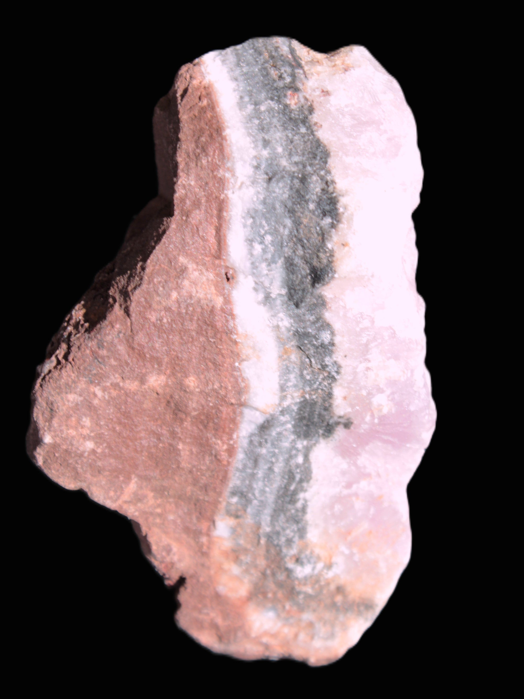 Pink Aragonite specimen on Ironstone matrix 102*53*36mm 276.8g in bright sunshine - Rocks and Things Store
