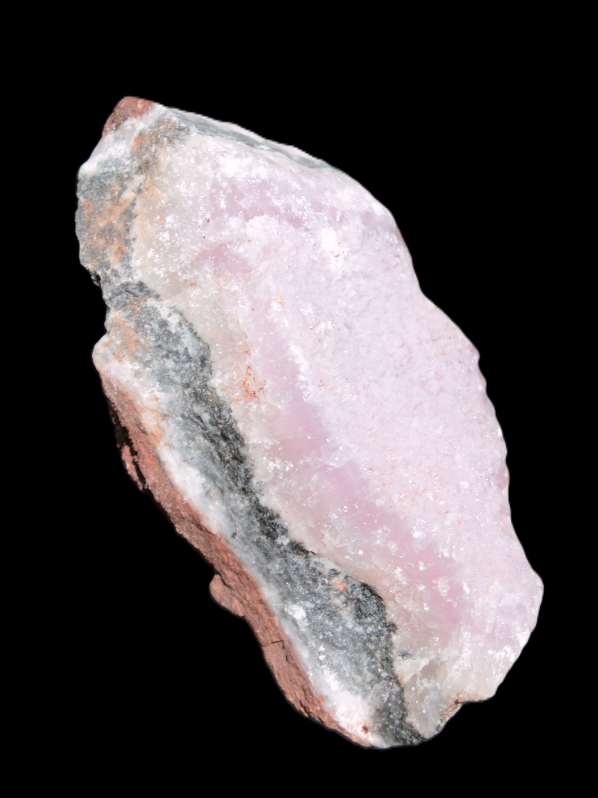 Pink Aragonite specimen on Ironstone matrix 102*53*36mm 276.8g in bright sunshine - Rocks and Things Store