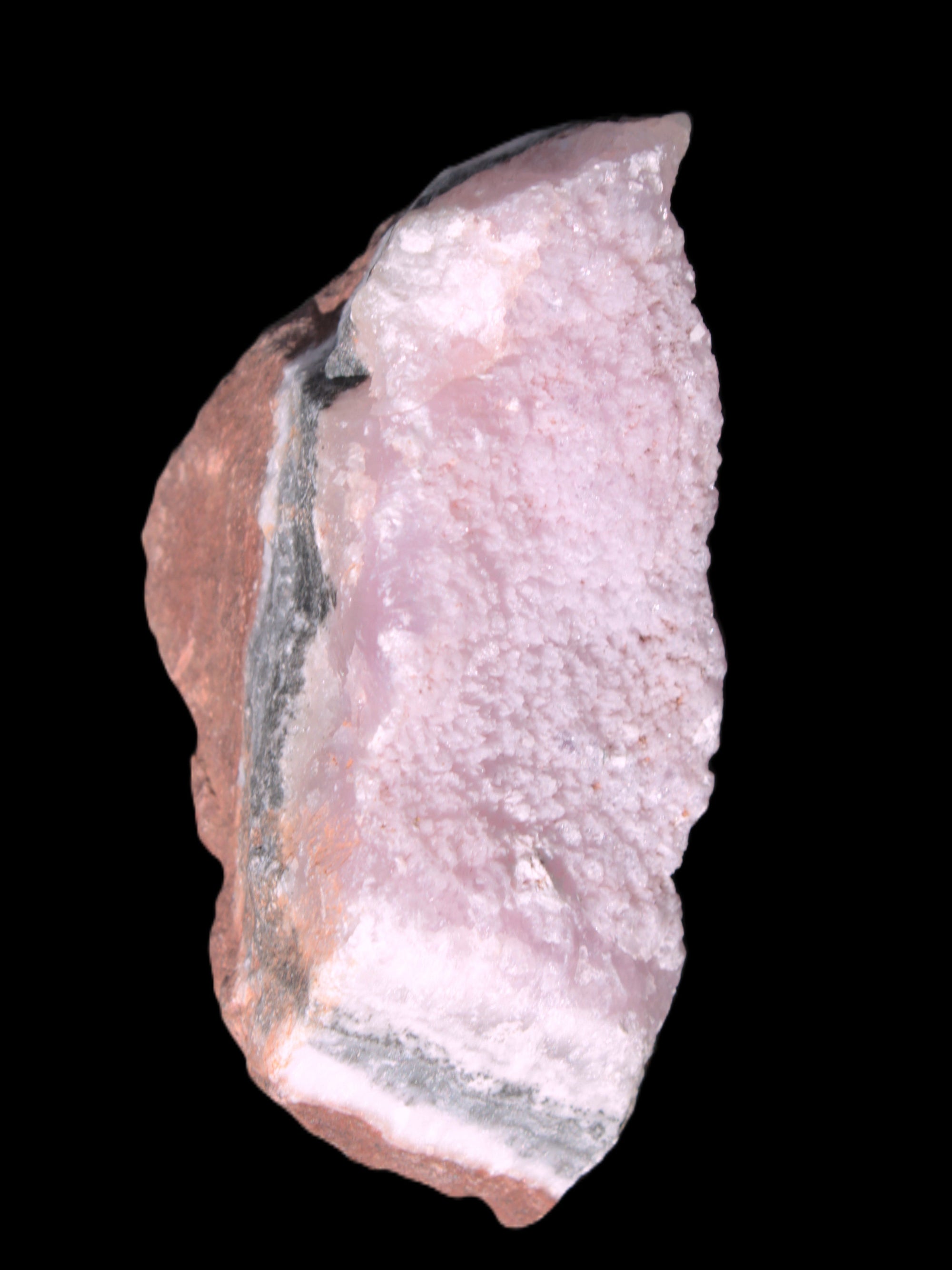 Pink Aragonite specimen on Ironstone matrix 102*53*36mm 276.8g in bright sunshine - Rocks and Things Store