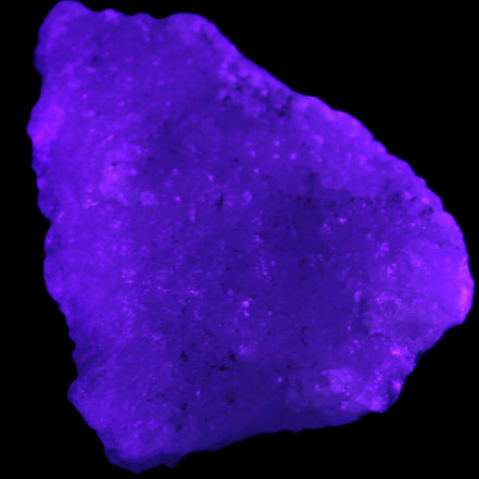 Pink Aragonite specimen from Pakistan 73*15*55mm 83.6g in UV light - Rocks and Things Store