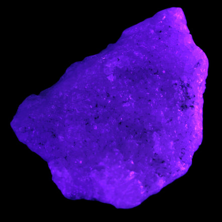 Pink Aragonite specimen from Pakistan 73*15*55mm 83.6g in UV light - Rocks and Things Store