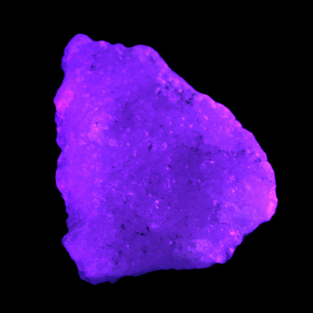 Pink Aragonite specimen from Pakistan 73*15*55mm 83.6g in UV light - Rocks and Things Store