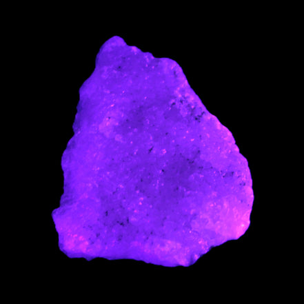 Pink Aragonite specimen from Pakistan 73*15*55mm 83.6g in UV light - Rocks and Things Store