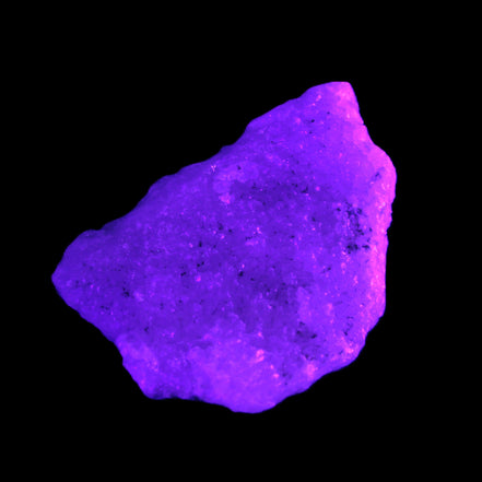 Pink Aragonite specimen from Pakistan 73*15*55mm 83.6g in UV light - Rocks and Things Store