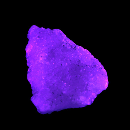 Pink Aragonite specimen from Pakistan 73*15*55mm 83.6g in UV light - Rocks and Things Store