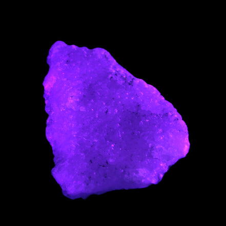 Pink Aragonite specimen from Pakistan 73*15*55mm 83.6g in UV light - Rocks and Things Store