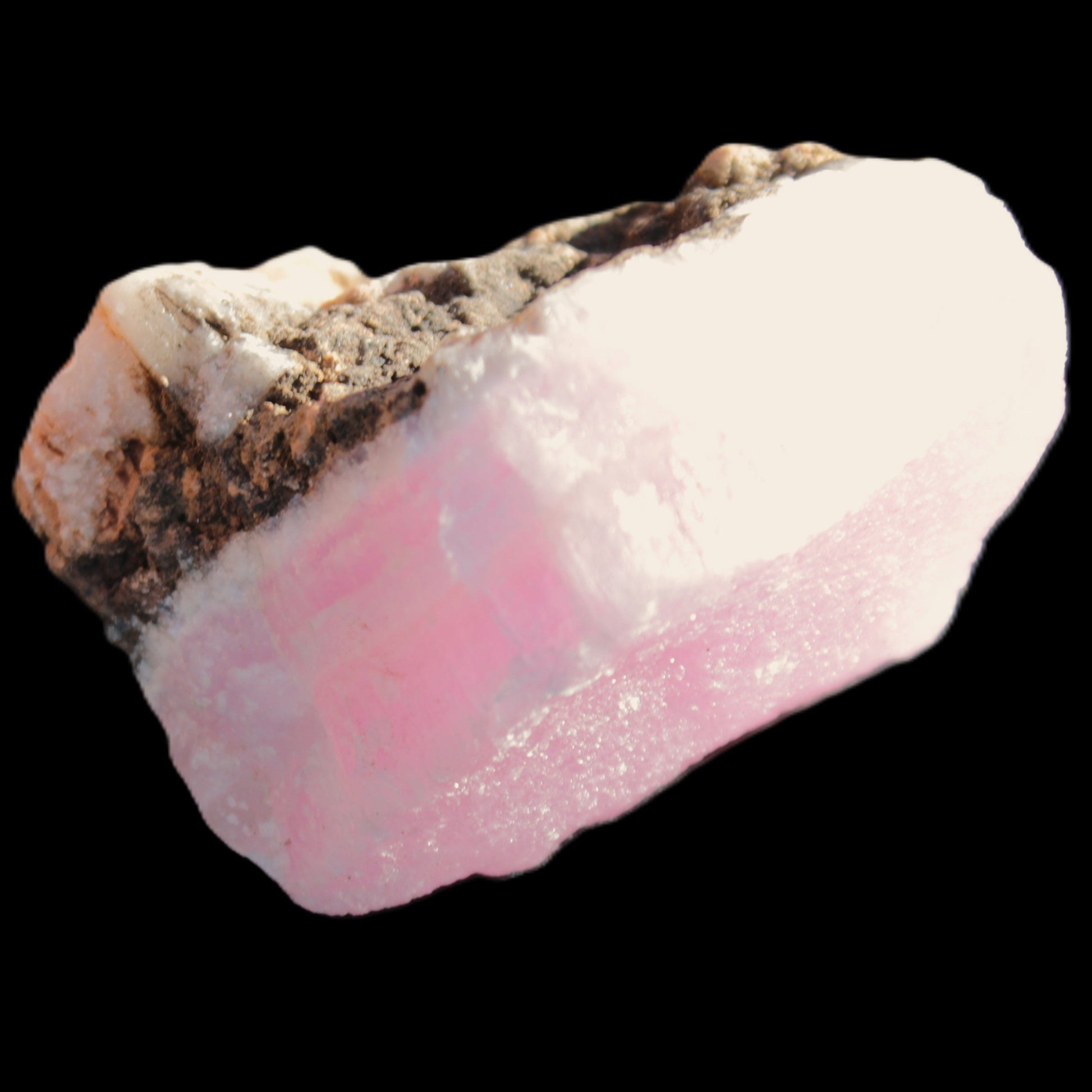 Pink Aragonite specimen on Ironstone matrix 56*42*40mm 96.2g in sunlight - Rocks and Things Store