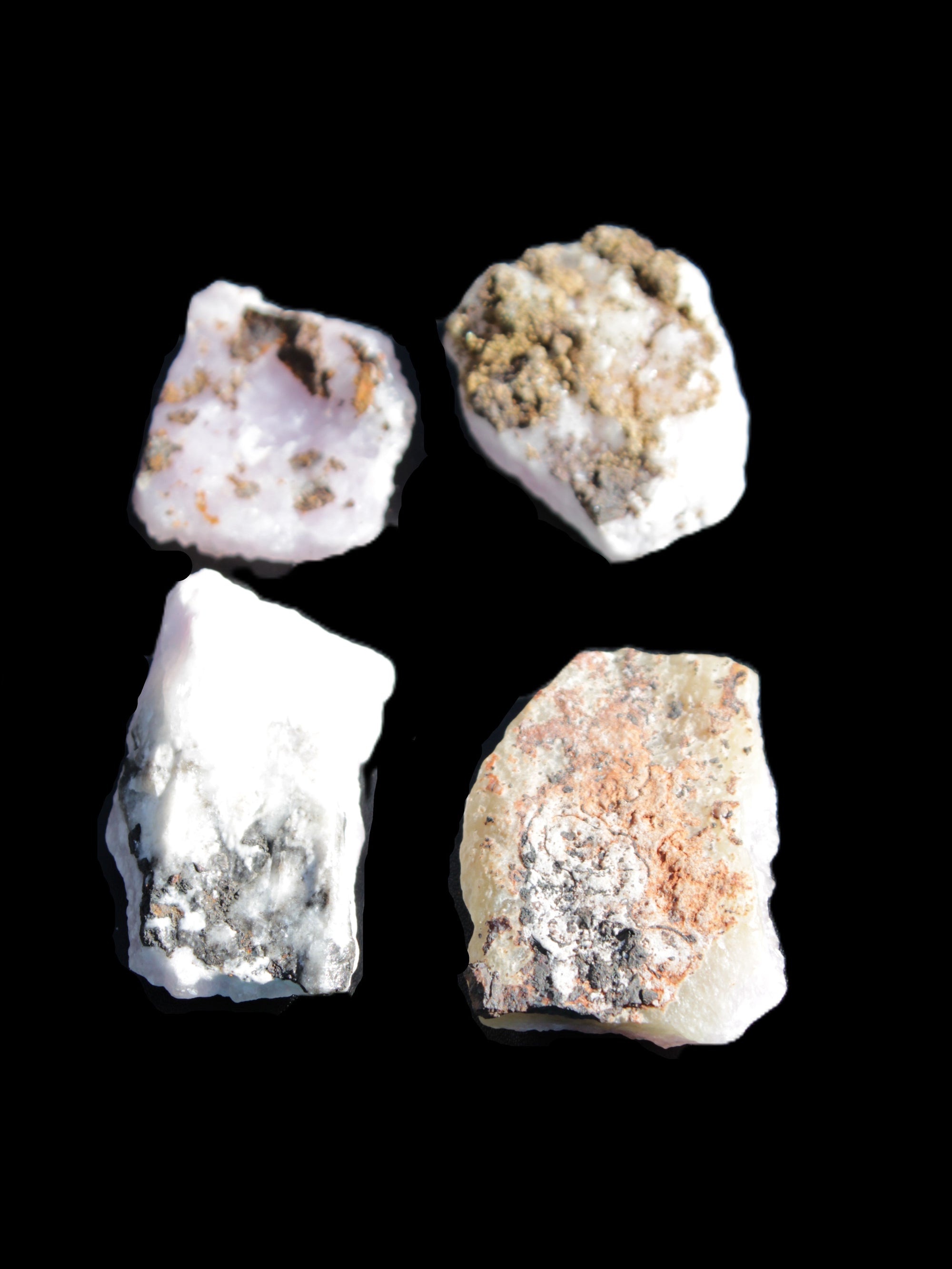 Pink Aragonite four specimens 37-58mm 124g Wholesale Rocks and Things Store