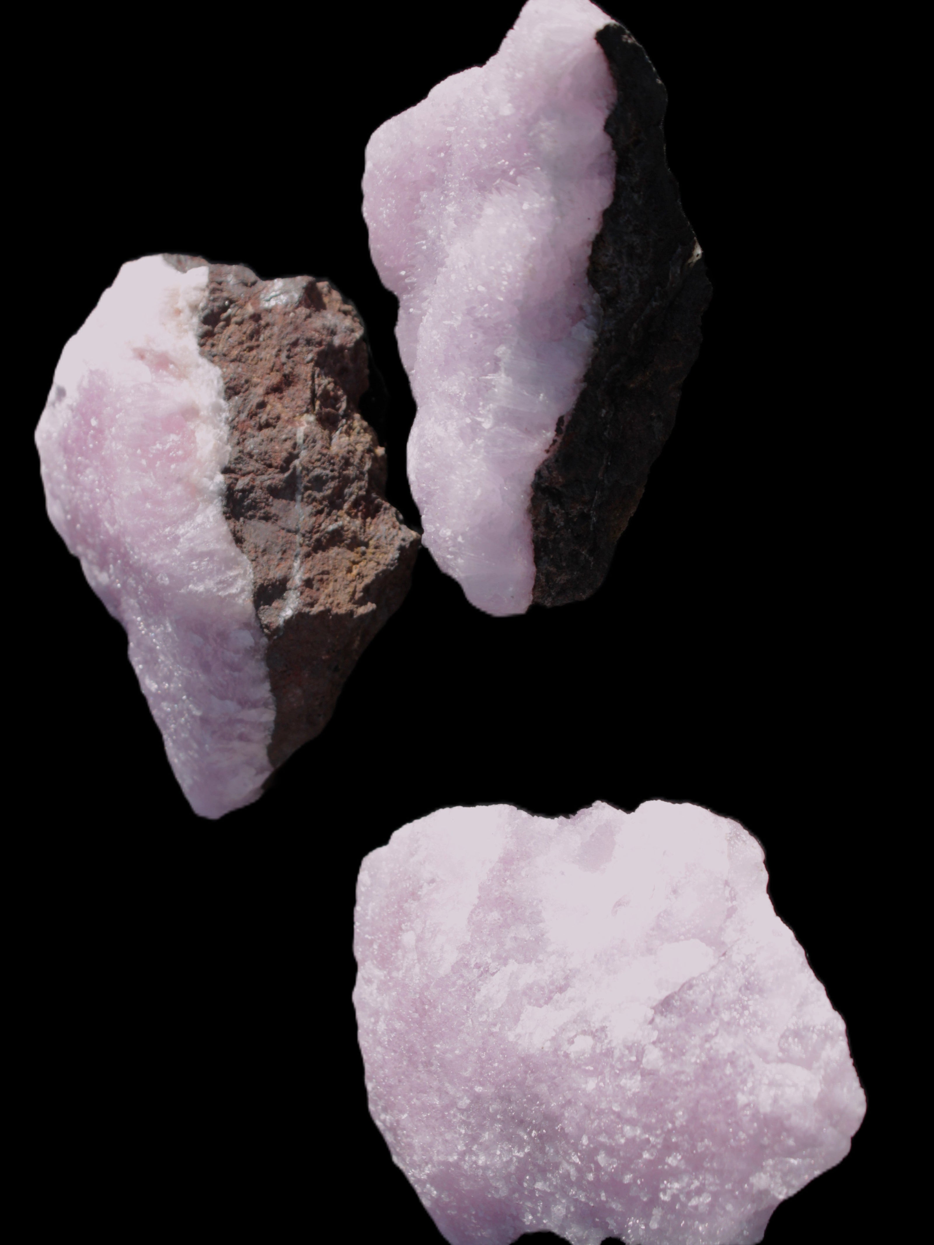 Pink Aragonite on Ironstone matrix three specimens (275g, 151g, 132g) 558g Wholesale Rocks and Things Store