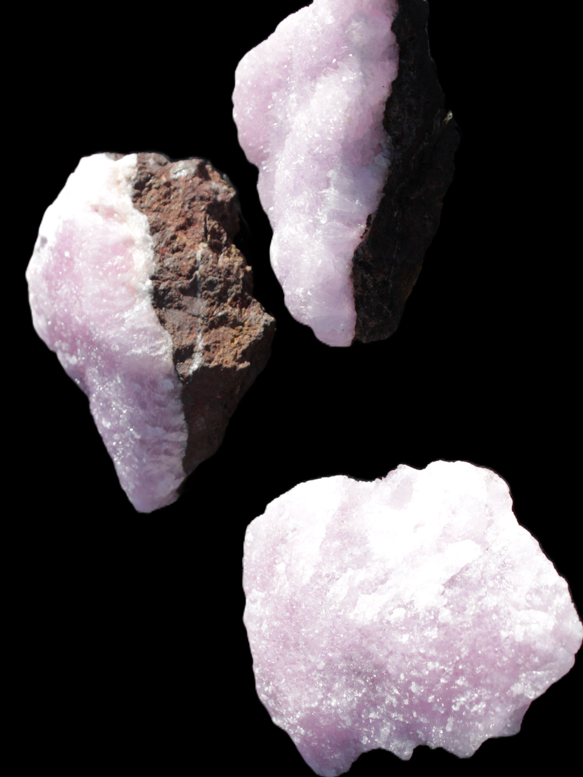 Pink Aragonite on Ironstone matrix three specimens (275g, 151g, 132g) 558g Wholesale Rocks and Things Store
