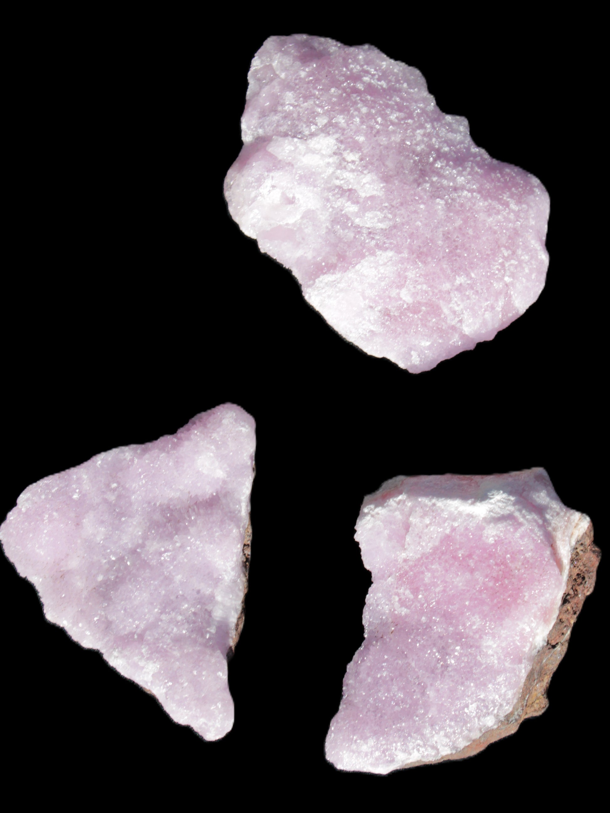 Pink Aragonite on Ironstone matrix three specimens (275g, 151g, 132g) 558g Wholesale Rocks and Things Store
