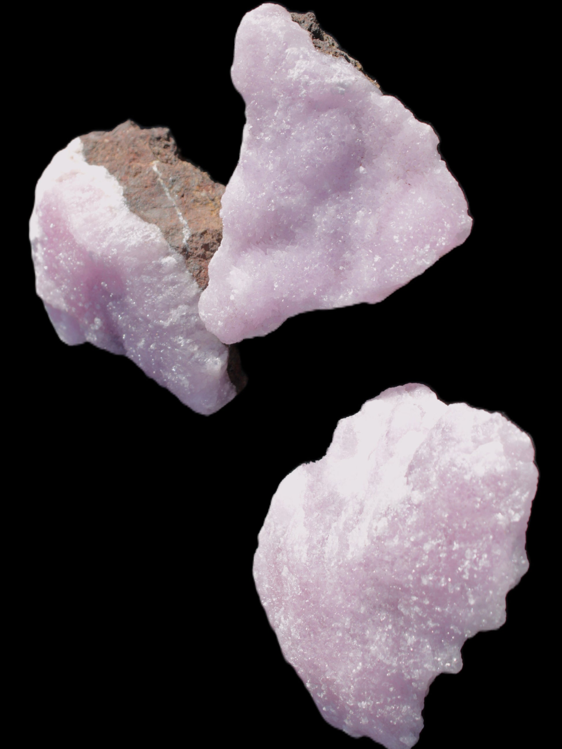 Pink Aragonite on Ironstone matrix three specimens (275g, 151g, 132g) 558g Wholesale Rocks and Things Store
