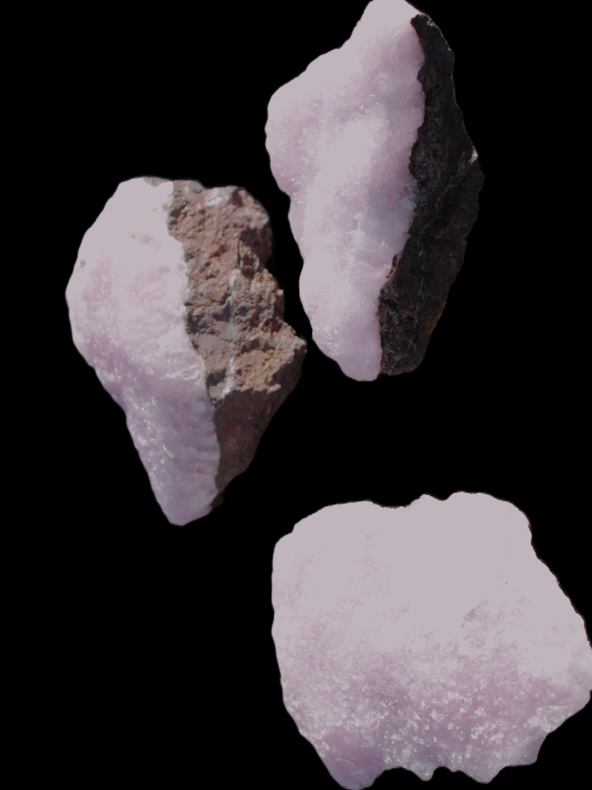 Pink Aragonite on Ironstone matrix three specimens (275g, 151g, 132g) 558g Wholesale Rocks and Things Store