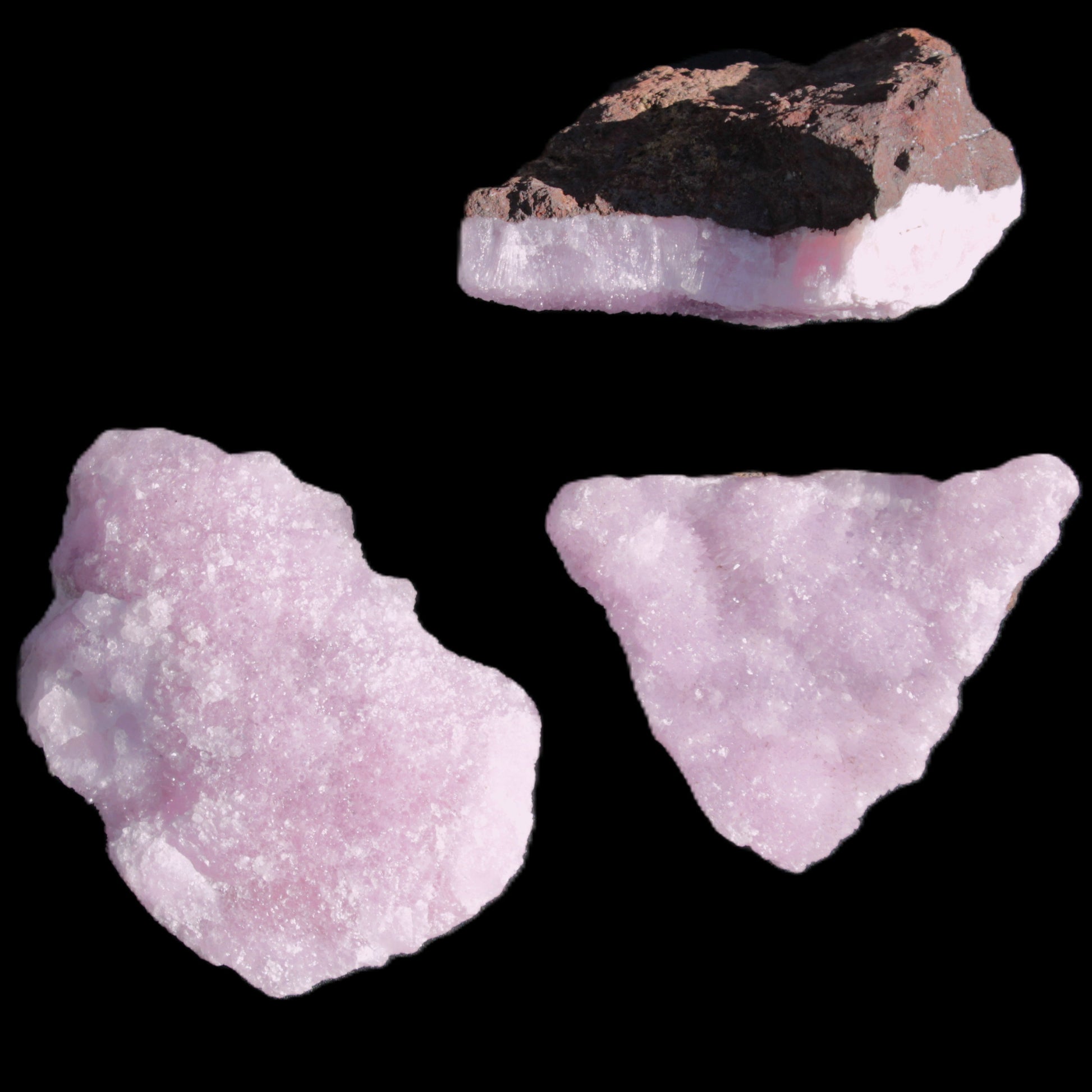Pink Aragonite on Ironstone matrix three specimens (275g, 151g, 132g) 558g Wholesale Rocks and Things Store