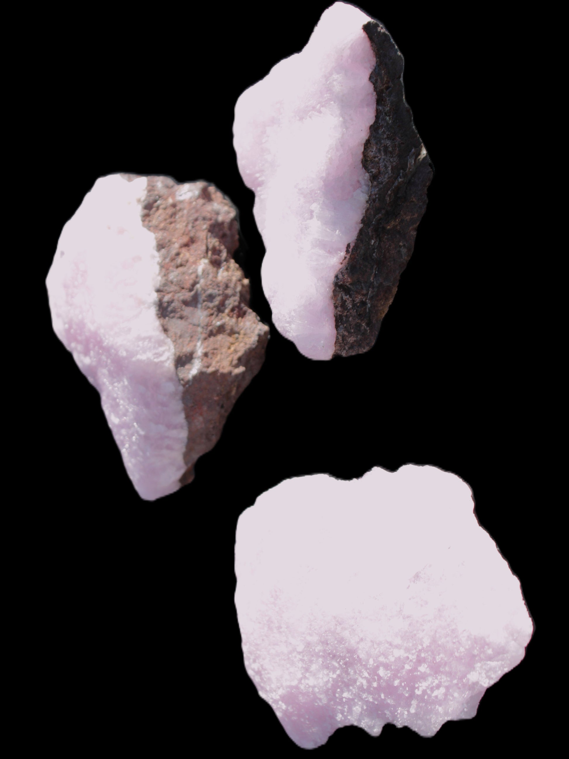 Pink Aragonite on Ironstone matrix three specimens (275g, 151g, 132g) 558g Wholesale Rocks and Things Store
