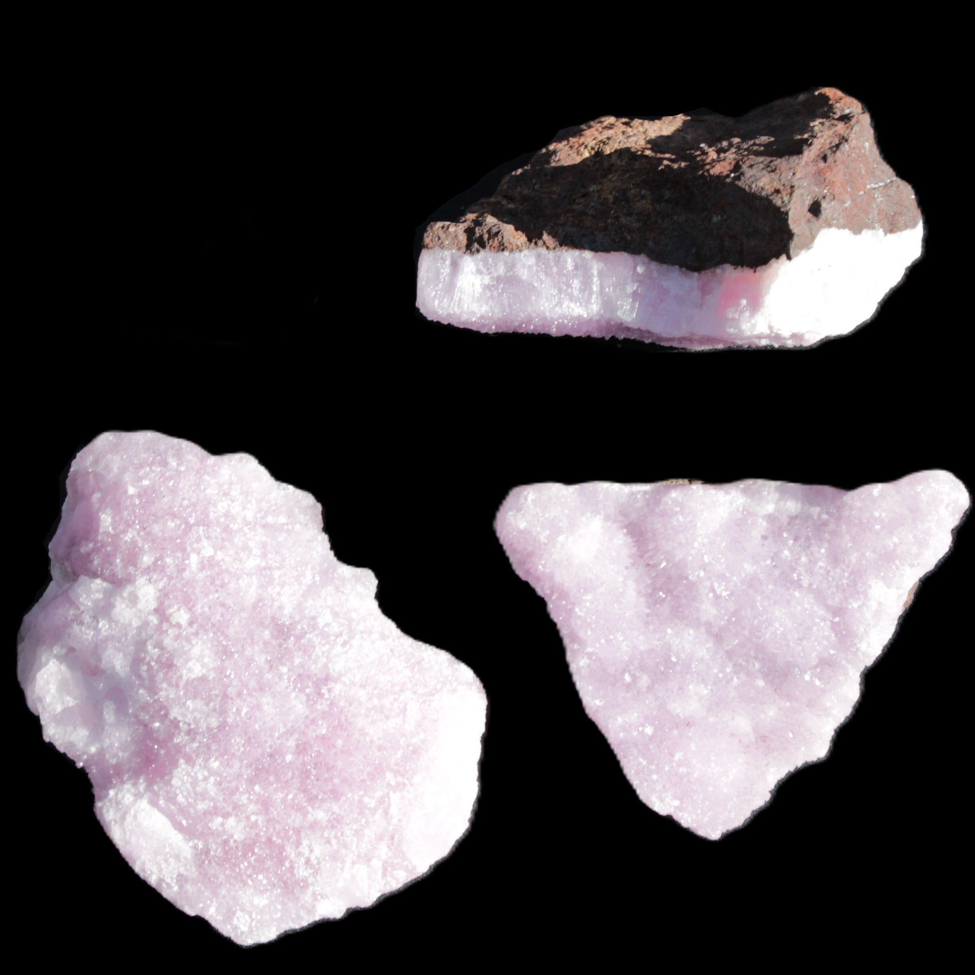 Pink Aragonite on Ironstone matrix three specimens (275g, 151g, 132g) 558g Wholesale Rocks and Things Store