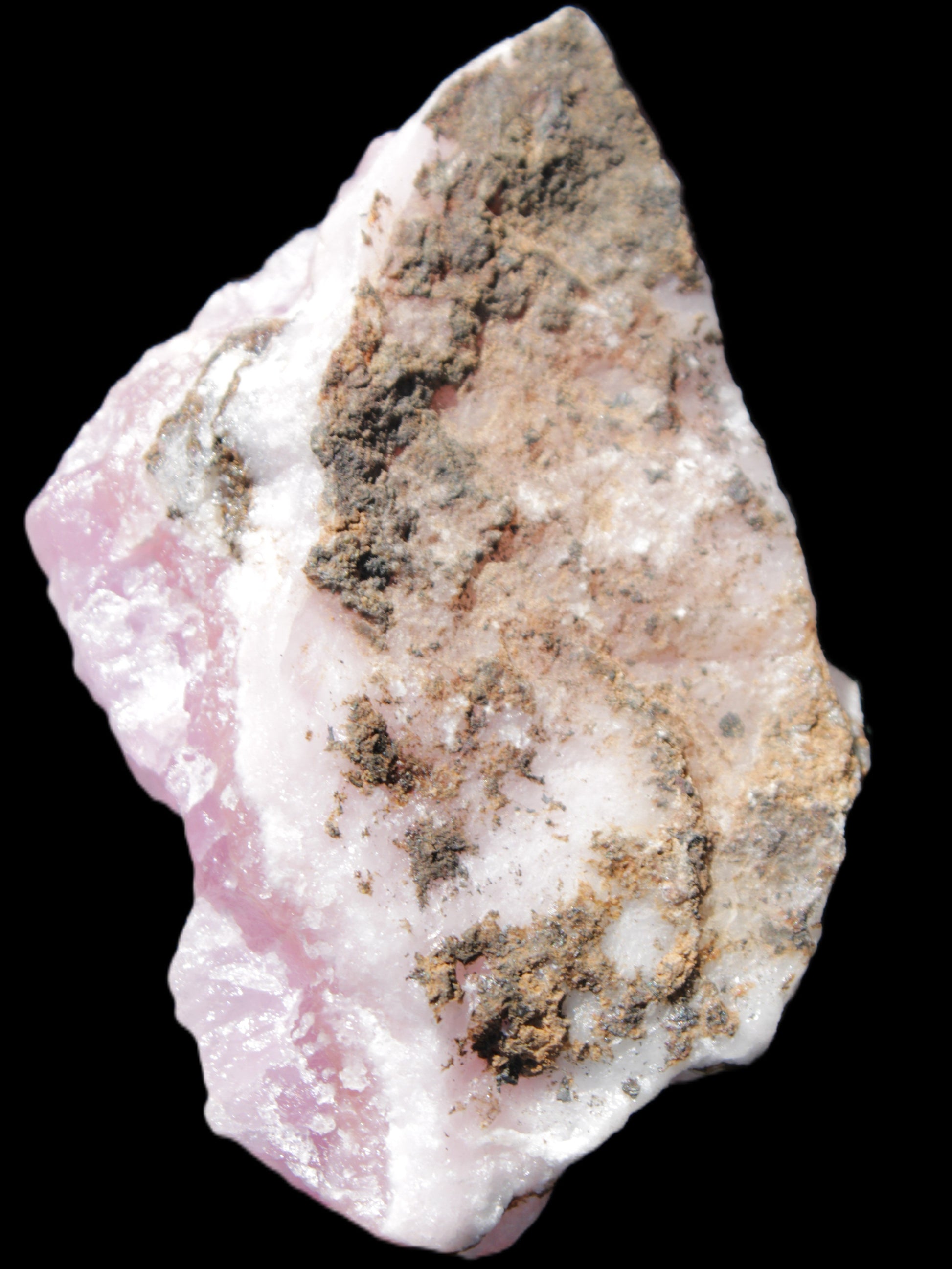 Pink Aragonite specimen on Ironstone matrix 70*35*47mm 127.5g in sunlight - Rocks and Things Store