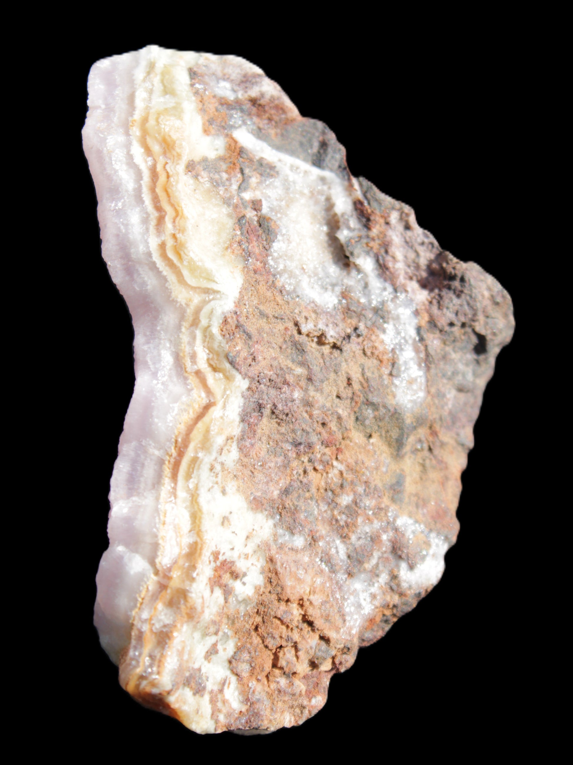Pink Aragonite specimen on Ironstone matrix 70*35*47mm 127.5g in sunlight - Rocks and Things Store