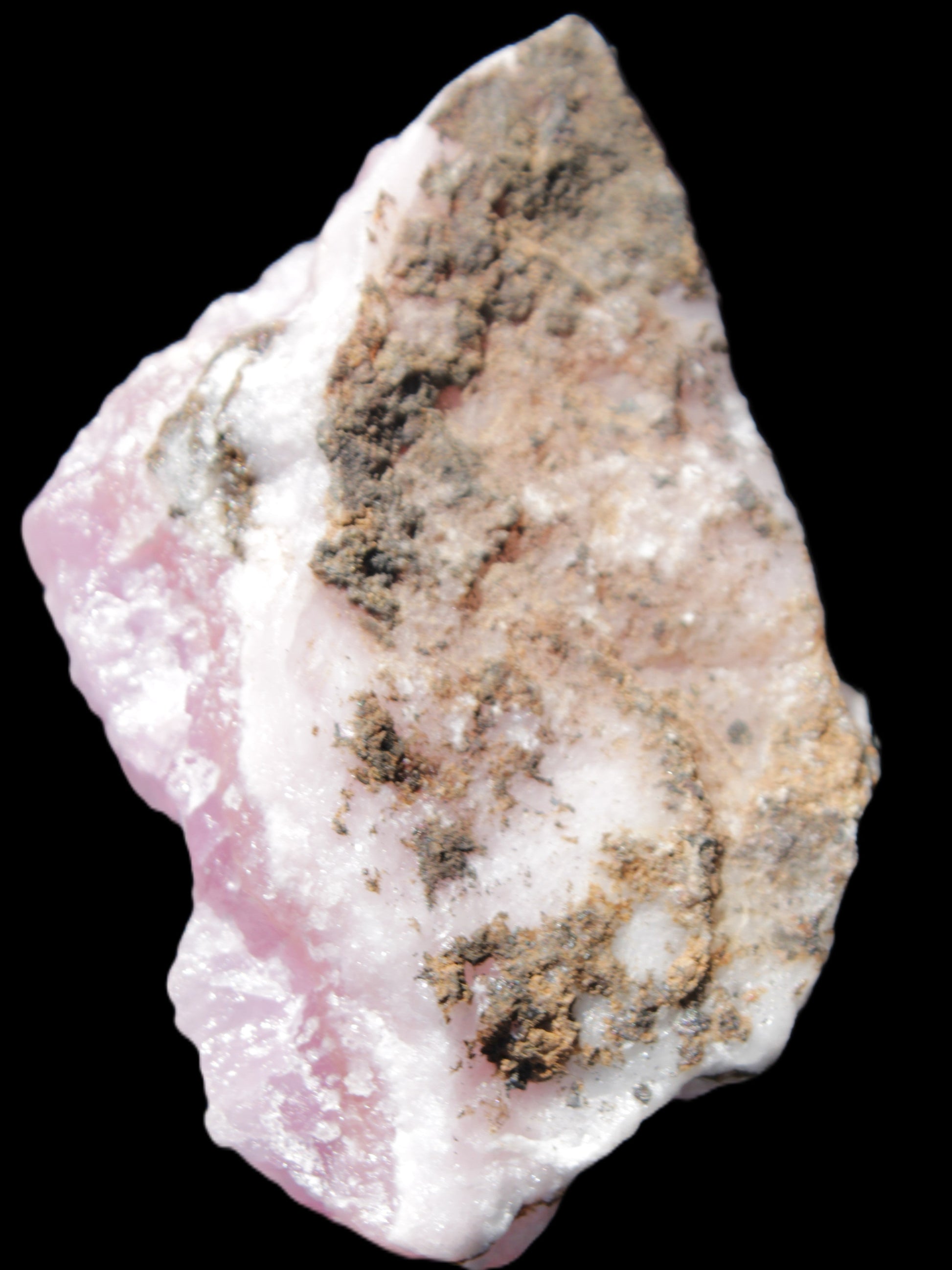 Pink Aragonite specimen on Ironstone matrix 70*35*47mm 127.5g in sunlight - Rocks and Things Store