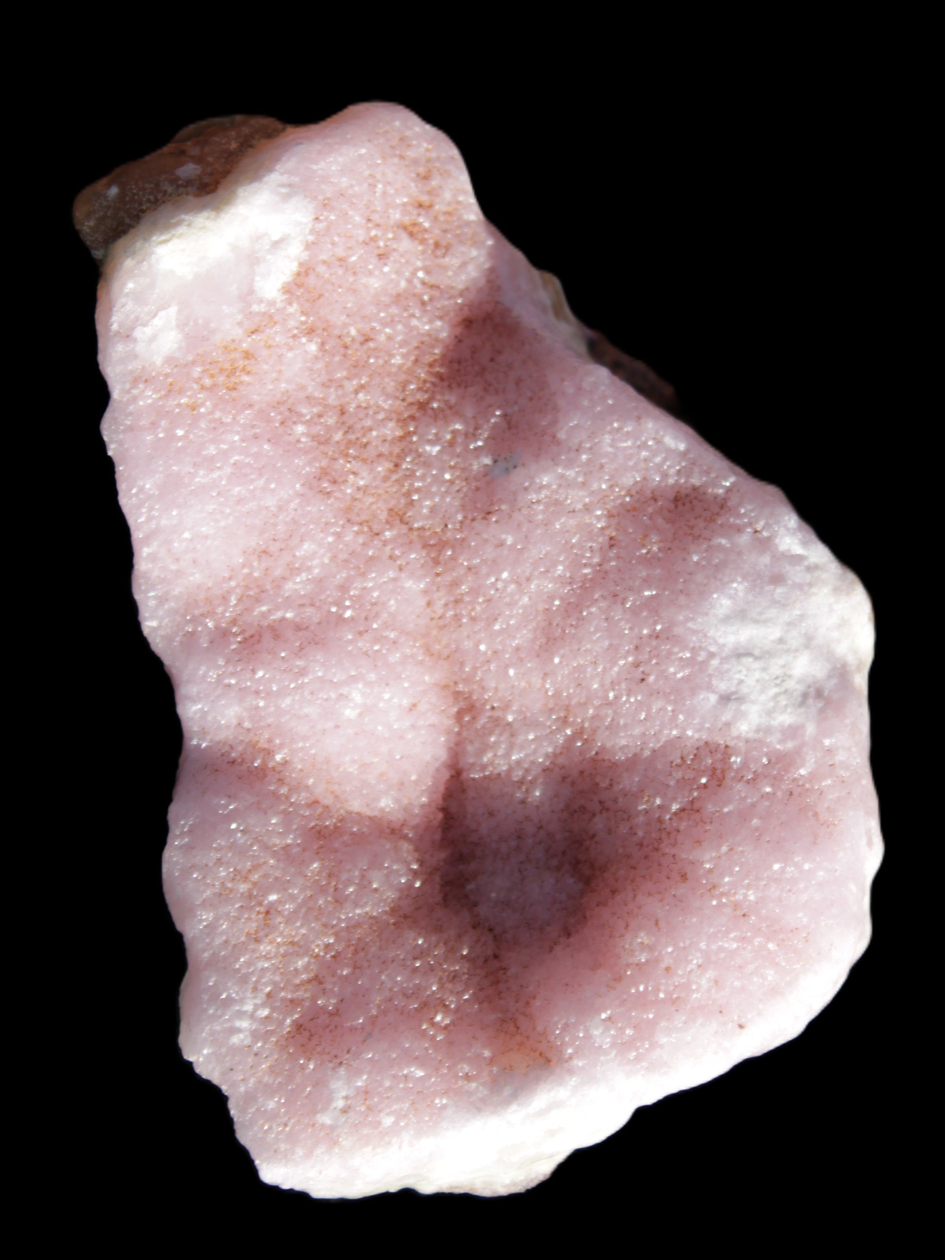 Pink Aragonite specimen on Ironstone matrix 70*35*47mm 127.5g in sunlight - Rocks and Things Store