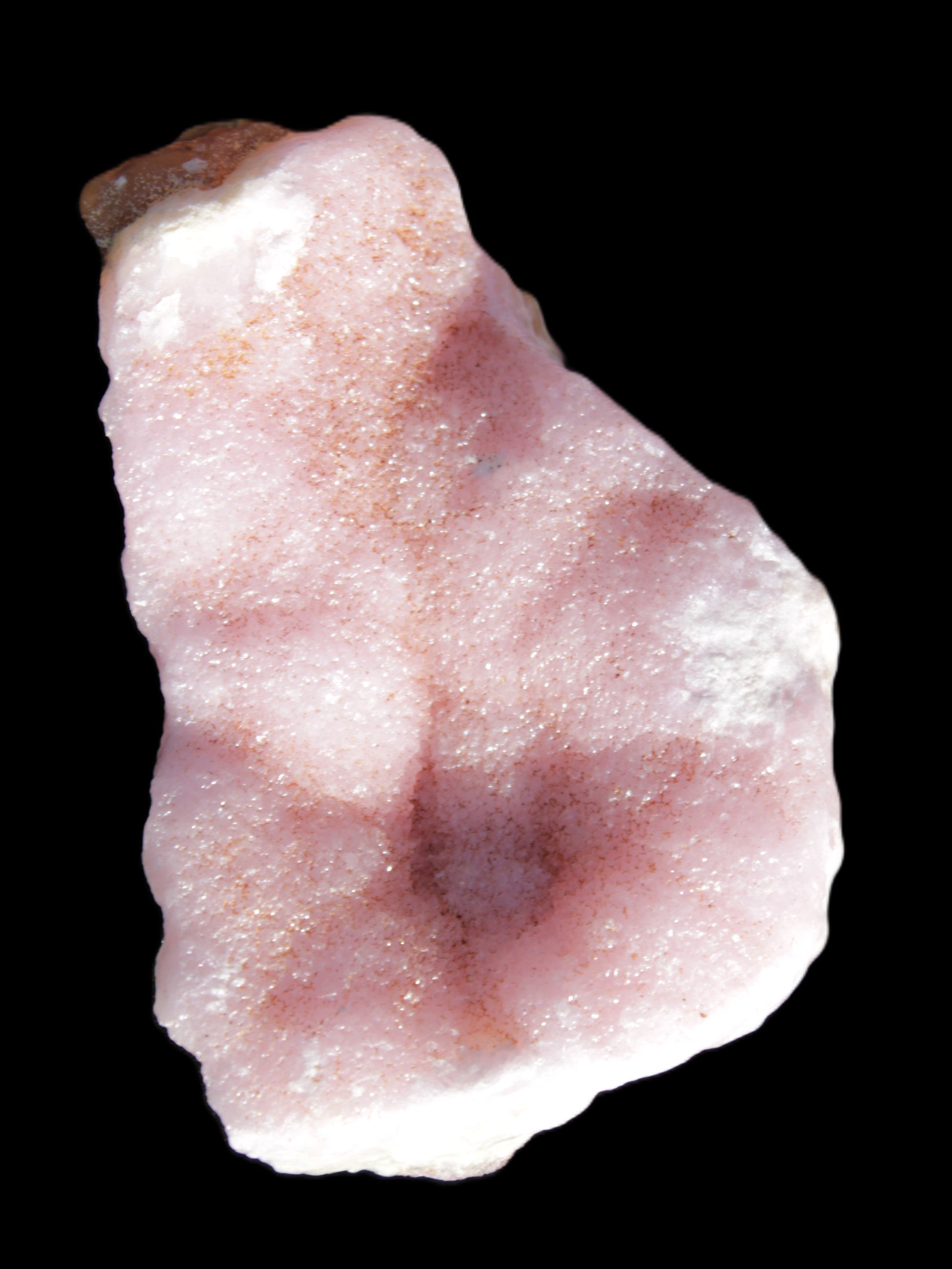 Pink Aragonite specimen on Ironstone matrix 70*35*47mm 127.5g in sunlight - Rocks and Things Store