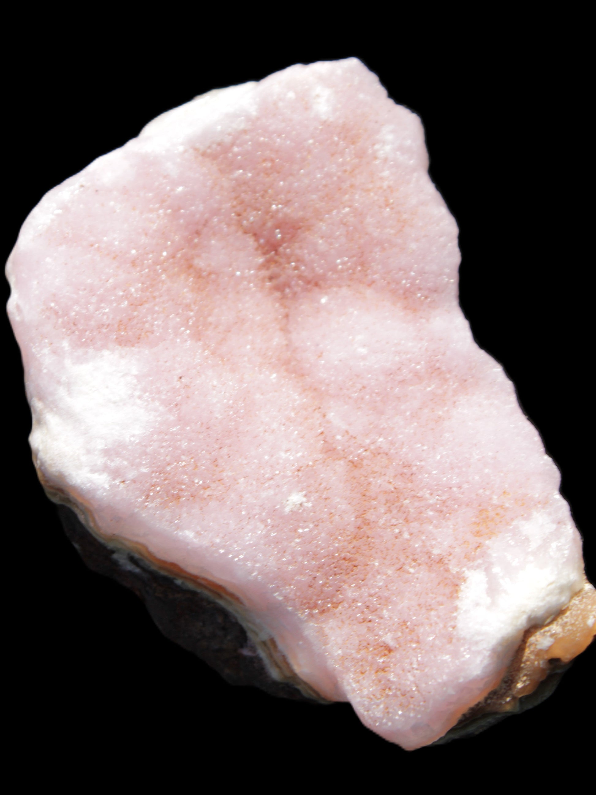 Pink Aragonite specimen on Ironstone matrix 70*35*47mm 127.5g in sunlight - Rocks and Things Store