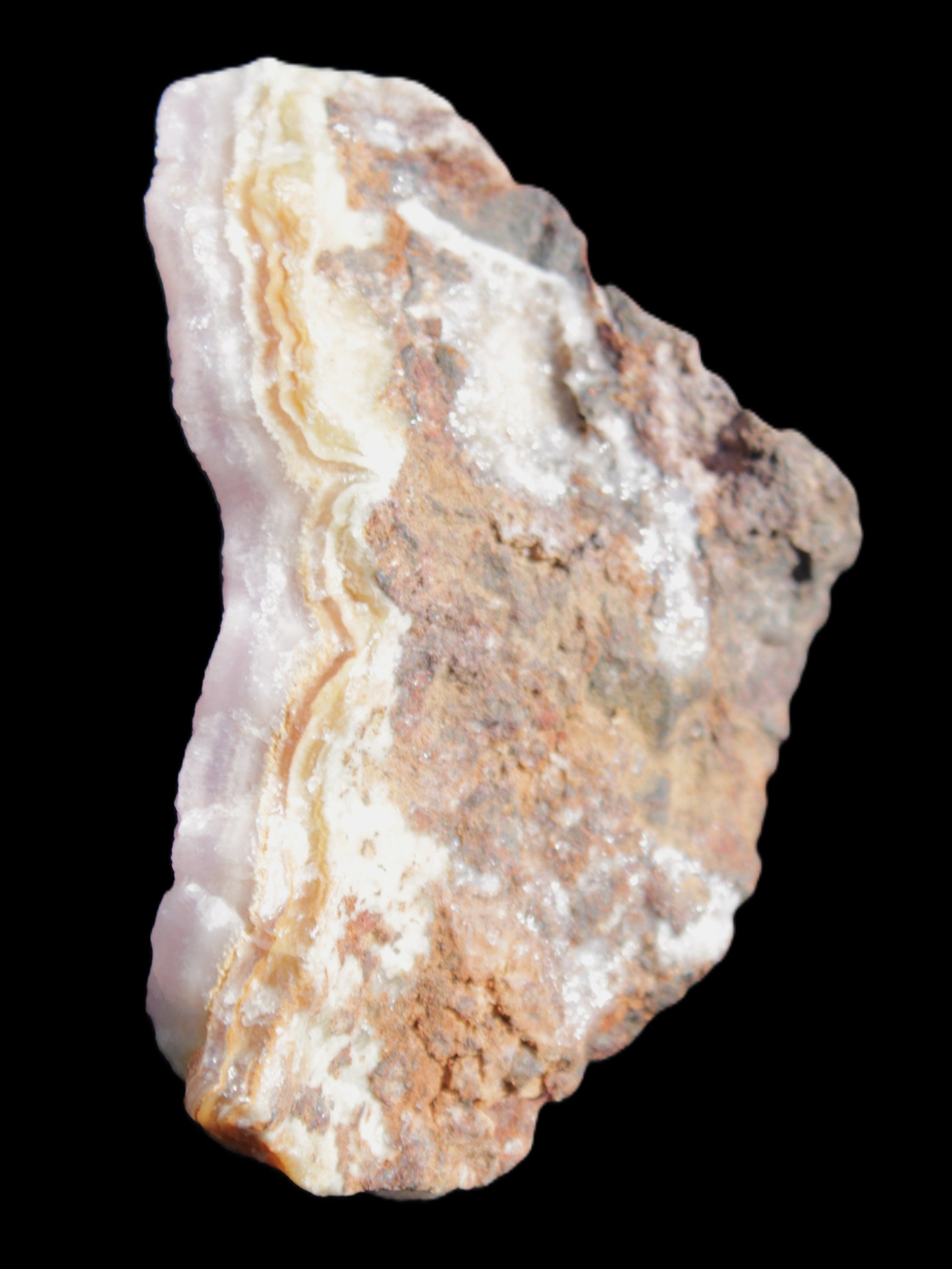 Pink Aragonite specimen on Ironstone matrix 70*35*47mm 127.5g in sunlight - Rocks and Things Store