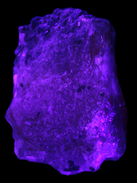 Pink Aragonite specimen from Pakistan 68*16*22mm 128.8g in UV light - Rocks and Things Store