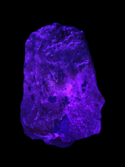 Pink Aragonite specimen from Pakistan 68*16*22mm 128.8g in UV light - Rocks and Things Store