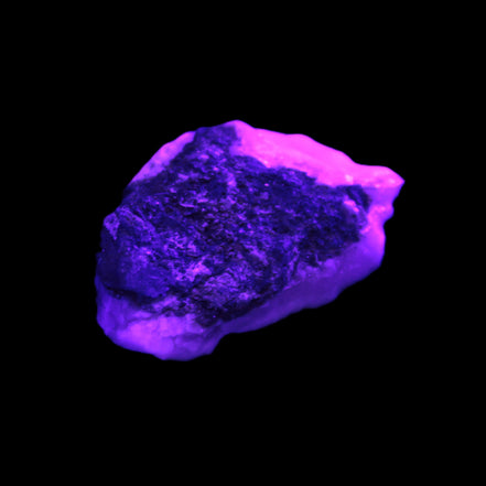 Pink Aragonite specimen from Pakistan 44*13*30mm 21.1g in UV light - Rocks and Things Store